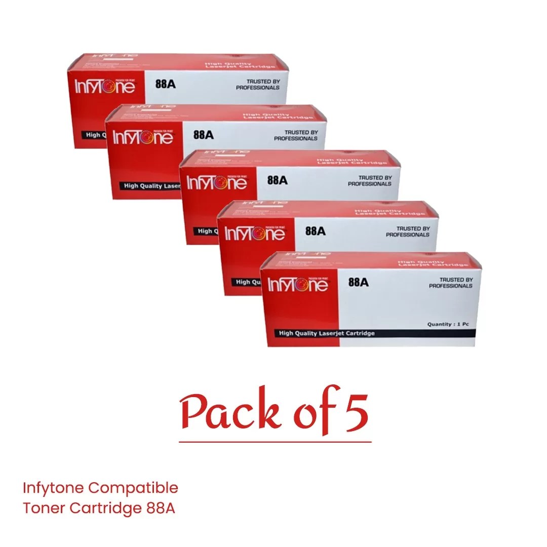 Infytone Compatible Toner Cartridge 88A - Pack of 5 6 infytone compatible toner cartridge 88a - pack of 5